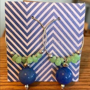 Elegant Blue and Green Beaded Earrings